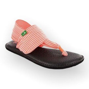 Sanuk Neon Orange Striped Yoga Sling Sandals